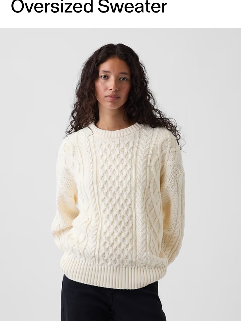GAP Cream Cable Knit Oversized Crewneck Sweater